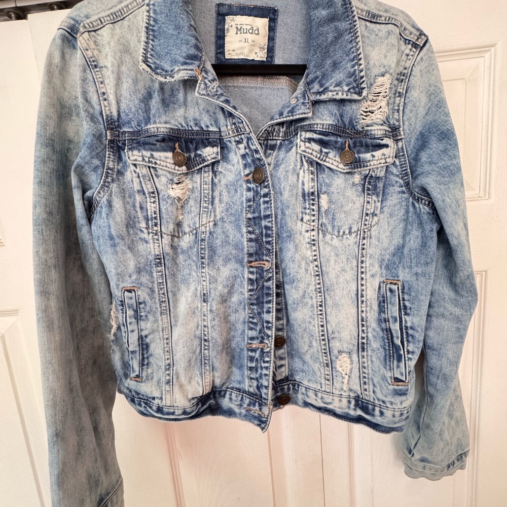 Vintage Mudd Light Blue Distressed Denim Jacket